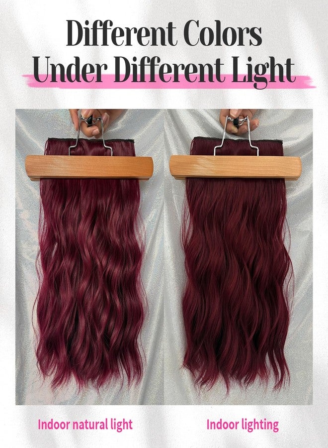 KooKaStyle Short Hair Extensions 6PCS 14 Inch Wavy Curly Hairpieces Synthetic Soft Lace Weft Clip in Hair Extensions-Burgundy for Women - Image 5